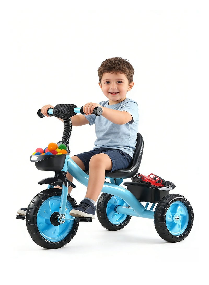 MaBaby Tricycles for Kids, with Storage Basket, Adjustable Seat and Pedal, Children Trike for 1-6 Years Boys and Girls, Balance Bike for Indoor Outdoor Fun - Image 1